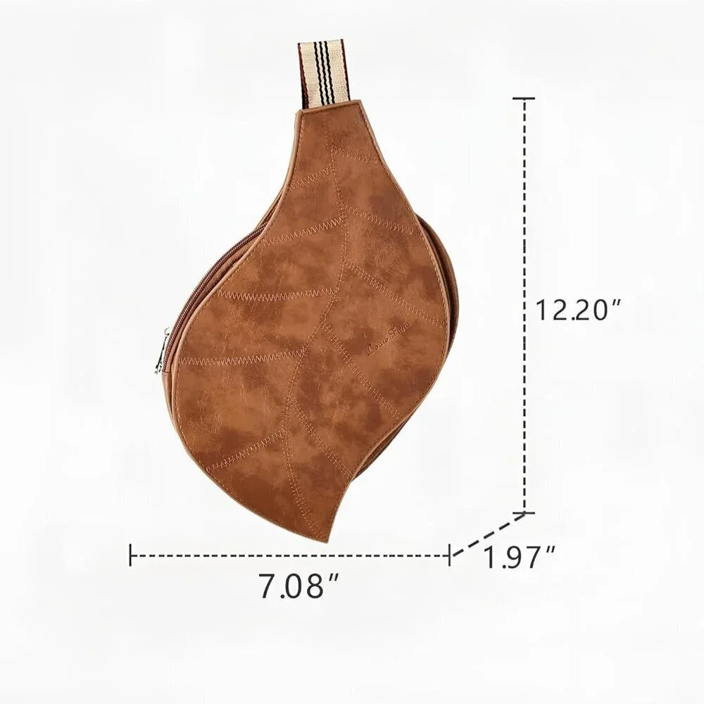 Women's Vegan Leather Leaf Crossbody Purse Small Zipper adjustable strap